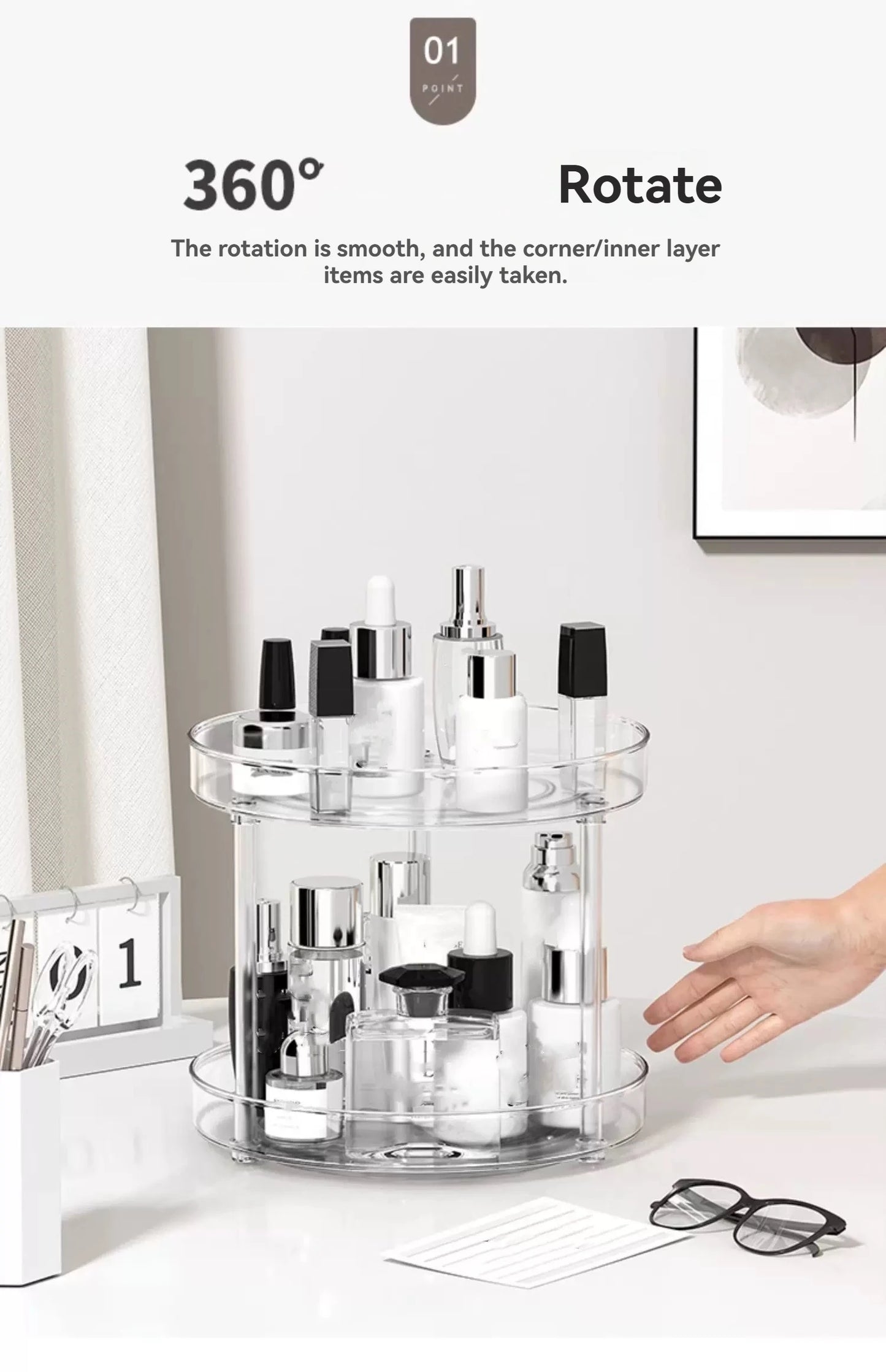 Safety Seat Adhesion Storage and Stora Desktop Cosmetics Storage Rack Transparent Rotating Storage Rack Multi-Layer Storage Rack