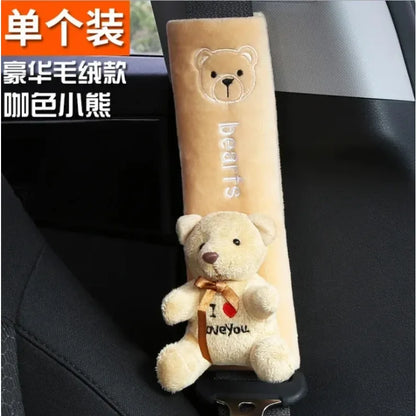 Cartoon Car Seat Belt Cover Universal Auto Seat Belt Shoulder Pad Cushion Protector Safety Protection Warm Flannel Interior Seat