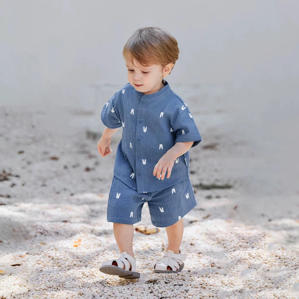 Ensemble de vêtements d'été pour bébé garçon, 2 pièces, t-shirts et shorts à manches courtes, pour bébé fille