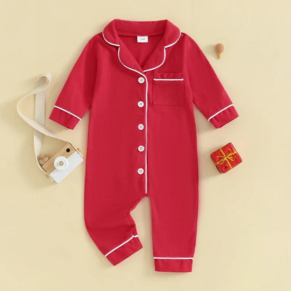 Barboteuse pour bébé garçon et fille, pyjama patchwork, col rabattu, boutons, manches longues, combinaison pour nourrisson, vêtements de nuit printemps-automne