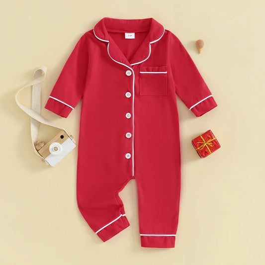 Barboteuse pour bébé garçon et fille, pyjama patchwork, col rabattu, boutons, manches longues, combinaison pour nourrisson, vêtements de nuit printemps-automne