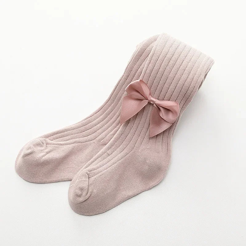 Collants pour nourrissons, nouveau-nés, tout-petits, en coton, pour enfants, printemps-automne, jolis collants en maille avec nœud papillon