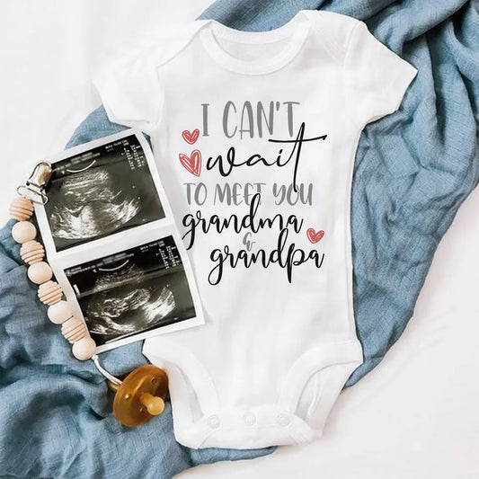 J'ai hâte de vous rencontrer grand-mère et grand-père, body pour bébé, annonce de grossesse, barboteuse, vêtements de révélation de bébé pour grands-parents