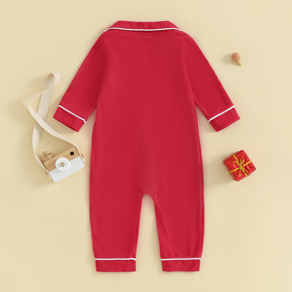 Barboteuse pour bébé garçon et fille, pyjama patchwork, col rabattu, boutons, manches longues, combinaison pour nourrisson, vêtements de nuit printemps-automne