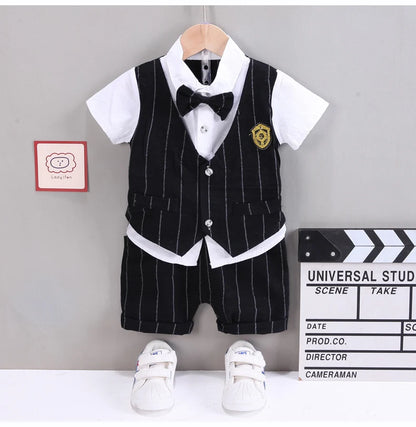Ensembles de vêtements pour bébés IENENS pour garçons, robe formelle, chemise d'été + short, tenues à manches courtes pour enfants, vêtements de fête d'anniversaire pour tout-petits