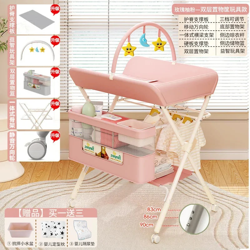 Baby Multifunctional Nursing Table, Foldable Diaper Table, Baby Bathing and Touching Table, Newborn Baby Diaper Changing Table