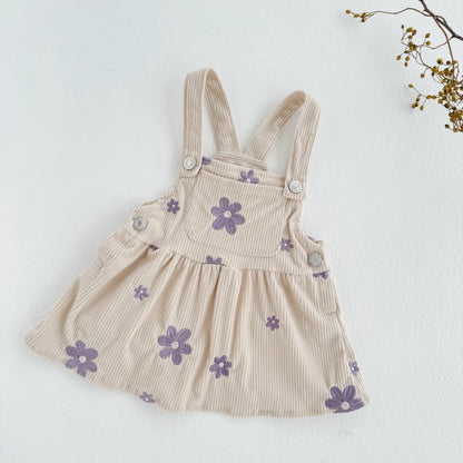 Vêtements printemps-automne pour bébé fille, robe à bretelles pour enfants, broderie florale, jolie feuille de lotus, vêtements pour nouveau-né