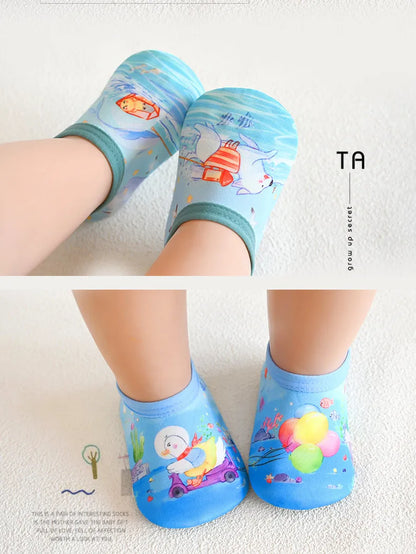 Chaussures d'eau pour bébé, motif animal de dessin animé coloré, pour piscine, plage, enfants, natation, surf, sport, baskets, chaussettes antidérapantes pour intérieur et extérieur