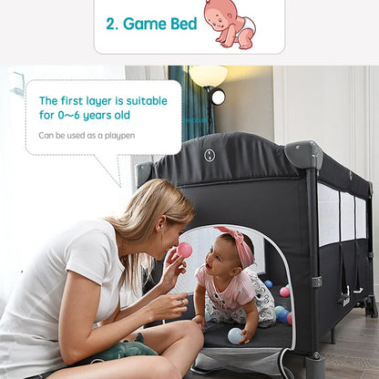 PANGDUBE Multifunctional Baby Crib 120*60cm Baby Bed, Baby Rocker, Diaper Changing Table 0 ~ 6 Years Old Baby Cot