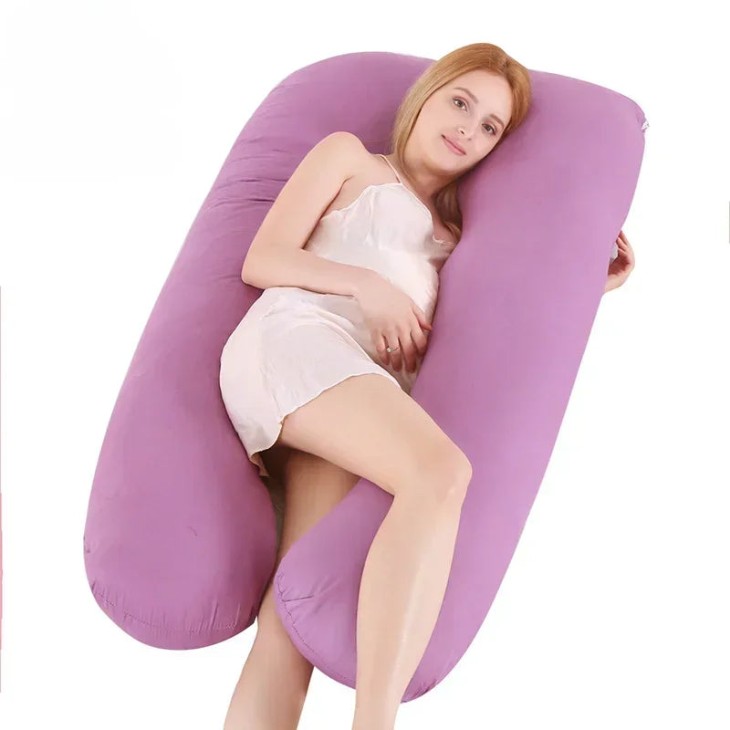 Coussin de grossesse en forme de U, coussin de soutien lombaire en pur coton, coussin de dossier pour femmes enceintes, oreiller multifonction pour tout le corps