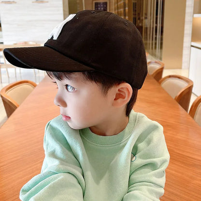 A-Letter Kids Baseball Caps Solid Color Children 2-5Year Boys Girls Baby Duck Tongue Cap Cotton Outdoor Sports Sunscreen Visors