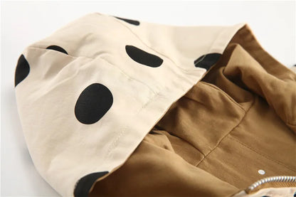 Veste bébé bébé fille coupe-vent printemps et automne nouvelle veste à capuche double face à pois pour enfants veste bébé garçon