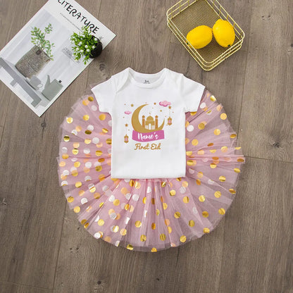Costume personnalisé pour bébé fille, robe tutu, tenue de l'Aïd Ramadan pour bébé et tout-petit