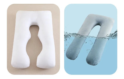 Oreiller amovible et lavable, oreiller doux pour dormir sur le côté, oreiller en forme de U pour femmes enceintes, oreiller de taille en mousse à mémoire de forme de couleur unie