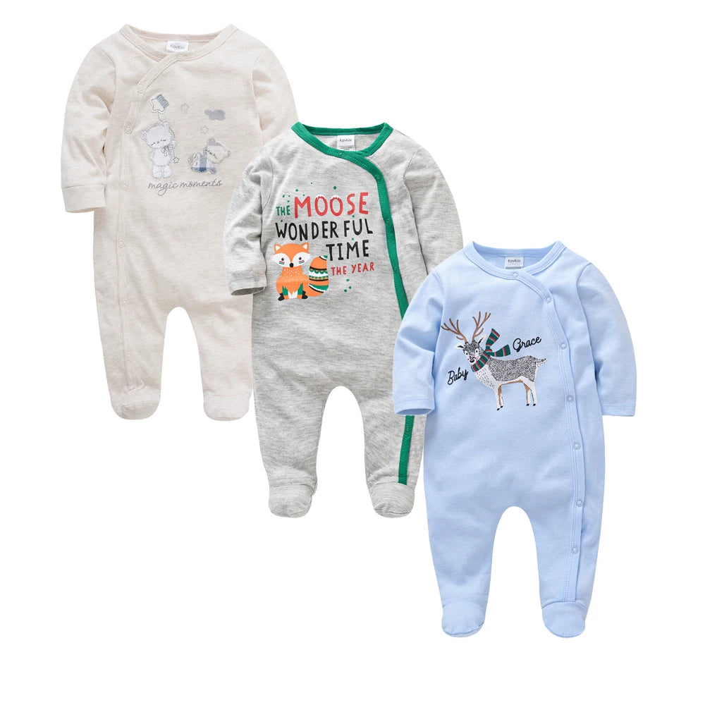 Barboteuse à pois pour bébé fille, lot de 3 pièces, 0 à 12 mois, joli vêtement printemps-automne à manches longues