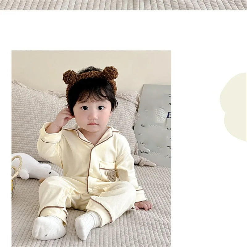 Pyjama en coton doux et respirant pour bébé, vêtements de nuit pour enfants, garçons et filles, printemps-automne