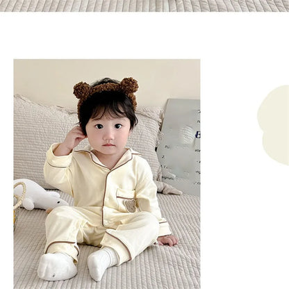 Pyjama en coton doux et respirant pour bébé, vêtements de nuit pour enfants, garçons et filles, printemps-automne