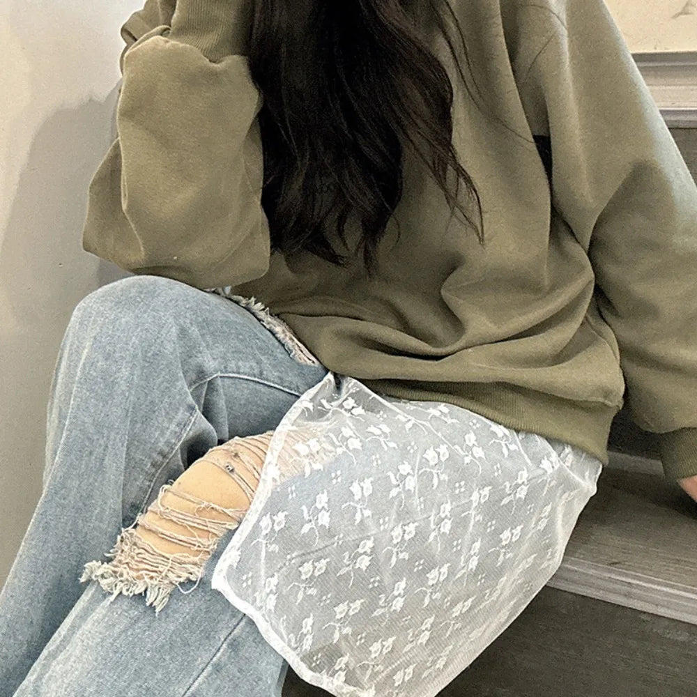 Jupe Harajuku à lacets superposés en dentelle pour femme