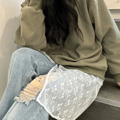 Jupe Harajuku à lacets superposés en dentelle pour femme