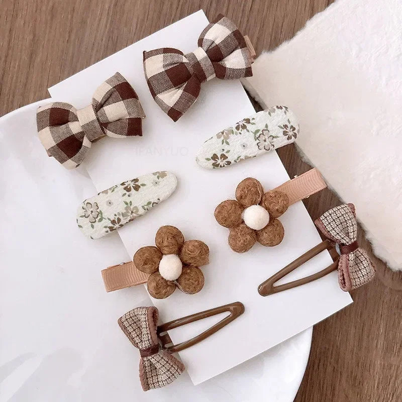 8Pcs/Set Bows Floral Baby Hair Clips Hair Accessories Girls Kids Star Flower Hairpin Headdress Toddler Headwear Birthday Gifts