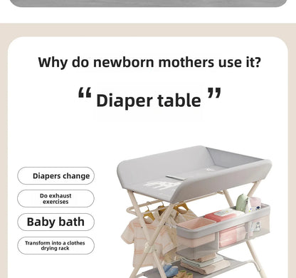 Baby Multifunctional Nursing Table, Foldable Diaper Table, Baby Bathing and Touching Table, Newborn Baby Diaper Changing Table