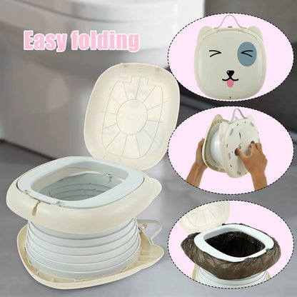 Travel Potty for Kids Toddler ABS Plastic Portable Potty with Stable Anti-slip Bottom Sturdy Curve Design Foldable Potty with