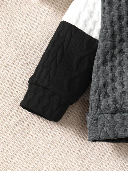 Ensemble de vêtements d'hiver pour garçons, décontracté, avec boucle sur l'épaule, manches longues, en coton et soie épais, blanc, noir, gris, coutures, manches longues, mode garçon