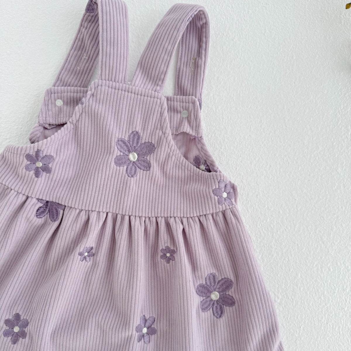 Vêtements printemps-automne pour bébé fille, robe à bretelles pour enfants, broderie florale, jolie feuille de lotus, vêtements pour nouveau-né