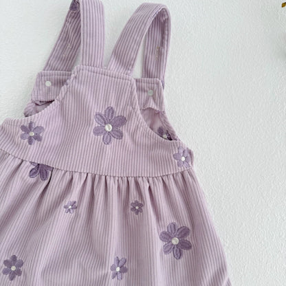 Vêtements printemps-automne pour bébé fille, robe à bretelles pour enfants, broderie florale, jolie feuille de lotus, vêtements pour nouveau-né