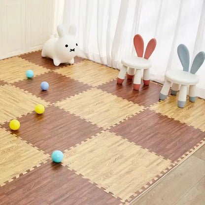 Puzzle Mat 12PCS 30x30cm Foam Play Mats Rug Baby Game Mat Baby Activity Gym Puzzle Mat Wood Grain Floor Mat Kids Carpet Play Mat