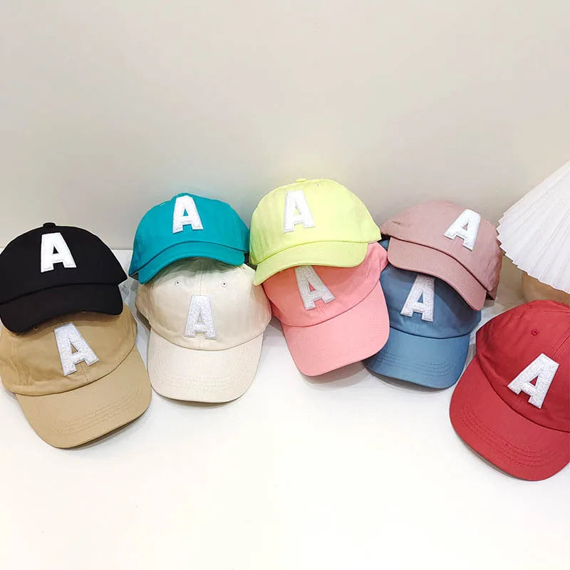 A-Letter Kids Baseball Caps Solid Color Children 2-5Year Boys Girls Baby Duck Tongue Cap Cotton Outdoor Sports Sunscreen Visors