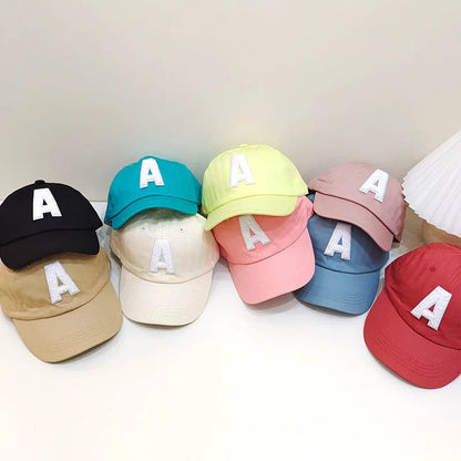 A-Letter Kids Baseball Caps Solid Color Children 2-5Year Boys Girls Baby Duck Tongue Cap Cotton Outdoor Sports Sunscreen Visors