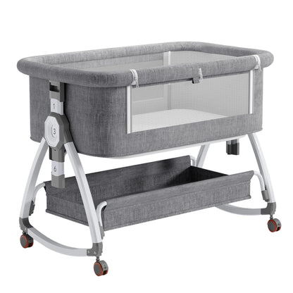 5-in-1 baby crib, adjustable height from 40-53, rocking bed, mosquito net and storage basket, free delivery