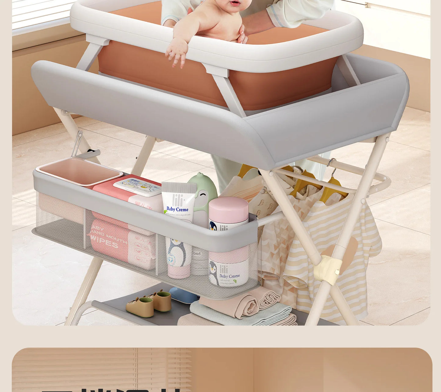 Baby Multifunctional Nursing Table, Foldable Diaper Table, Baby Bathing and Touching Table, Newborn Baby Diaper Changing Table