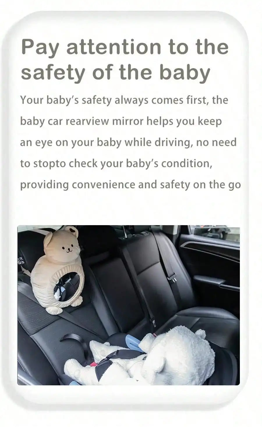 Cartoon Baby Car Rearview Mirror Baby Mirror Toys Multi-Function  Baby Toy Infant Soft Mirror Tummy Time Easy to Install Infant