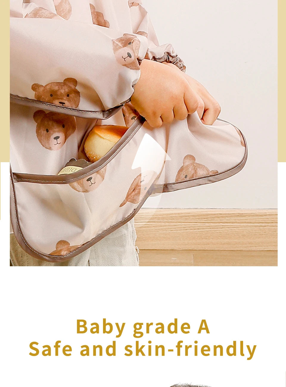 Kangobaby #My Soft Life#Waterproof Baby Long Sleeve Feeding Bib Fashion Full Body Cover