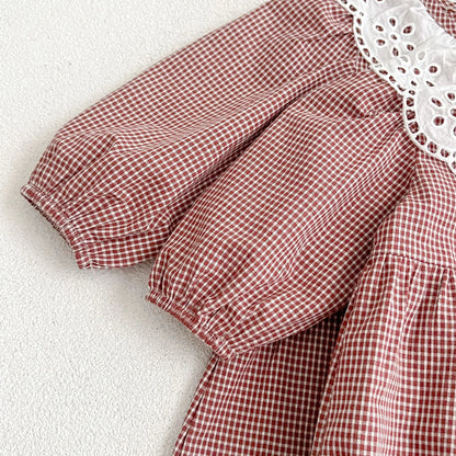 Robe d'automne à manches longues et col en dentelle pour bébé fille, tenue princesse pour nouveau-né