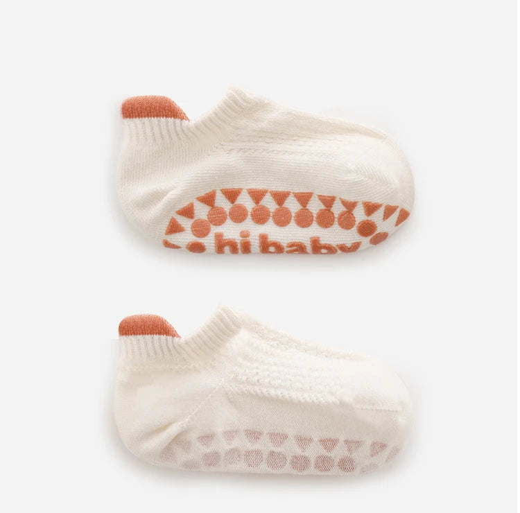 Lot de 3 paires de chaussettes d'été pour bébé, couleur unie, antidérapantes, en silicone, en maille respirante, fines, pour l'intérieur