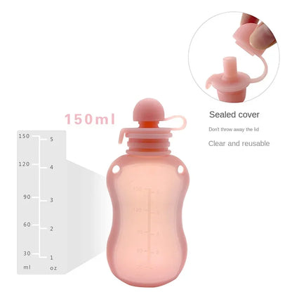 Sac de conservation du lait maternel réutilisable en silicone, anti-fuite, sucable, sans BPA, pour l'alimentation de bébé, le stockage des aliments et l'allaitement.