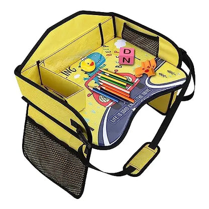 Kids Travel Tray for Toddler & Kids Car Seat, Lap Tray for Airplane, Carseat Table Tray with Organizer for Road Trip Activities