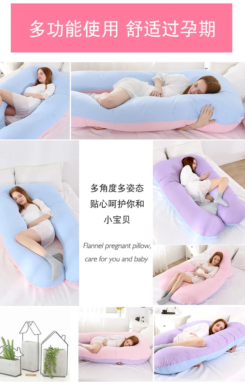 Coussin de grossesse en forme de U, coussin de soutien lombaire en pur coton, coussin de dossier pour femmes enceintes, oreiller multifonction pour tout le corps