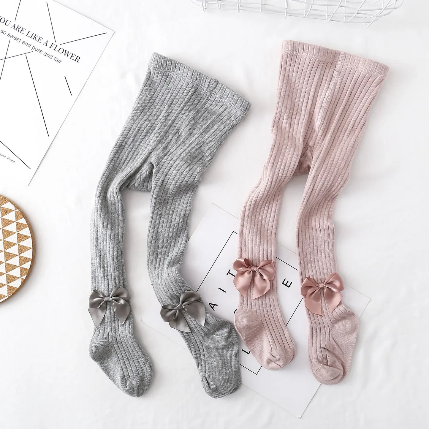 Collants pour nourrissons, nouveau-nés, tout-petits, en coton, pour enfants, printemps-automne, jolis collants en maille avec nœud papillon