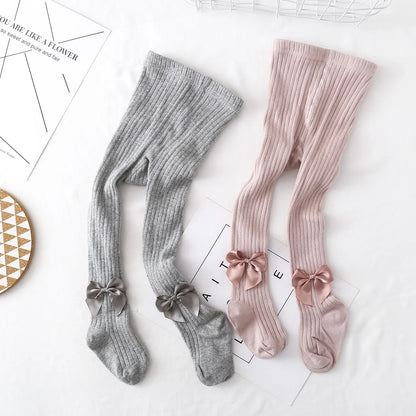 Collants pour nourrissons, nouveau-nés, tout-petits, en coton, pour enfants, printemps-automne, jolis collants en maille avec nœud papillon