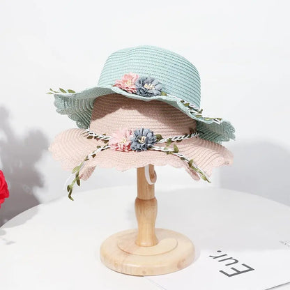 New Summer Kids Flower Caps Bag Girl Sandy Beach Hat Baby Coin Cute Weave Straw Purse Children's Messenger Backpack