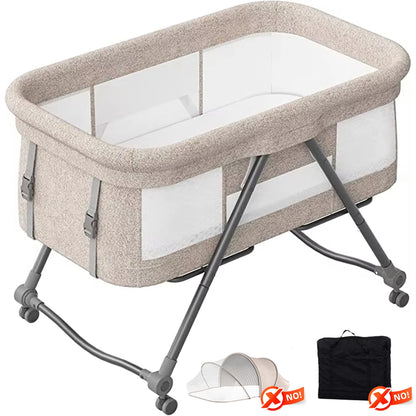 UBRAVOO Baby Grab-and-go Travel Cot  with Mattress & Silent Wheels,  Rocking Crib Convertible, XYT-001
