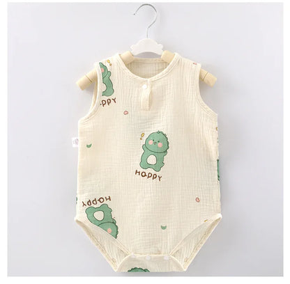 Pyjama d'été pour bébé, combinaison mignonne avec ours et lapin, motif dessin animé, pour garçons et filles, vêtements de nuit fins pour nouveau-nés