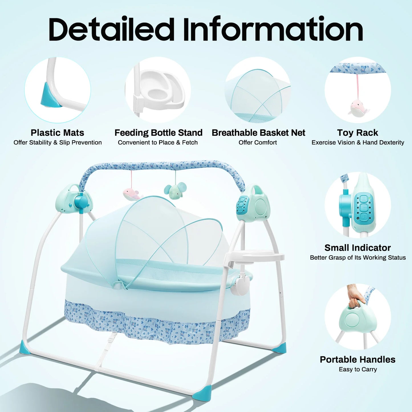[Automatic Baby Swing] 1 Automatic Baby Swing with Music & Mosquito Net - for Infants
