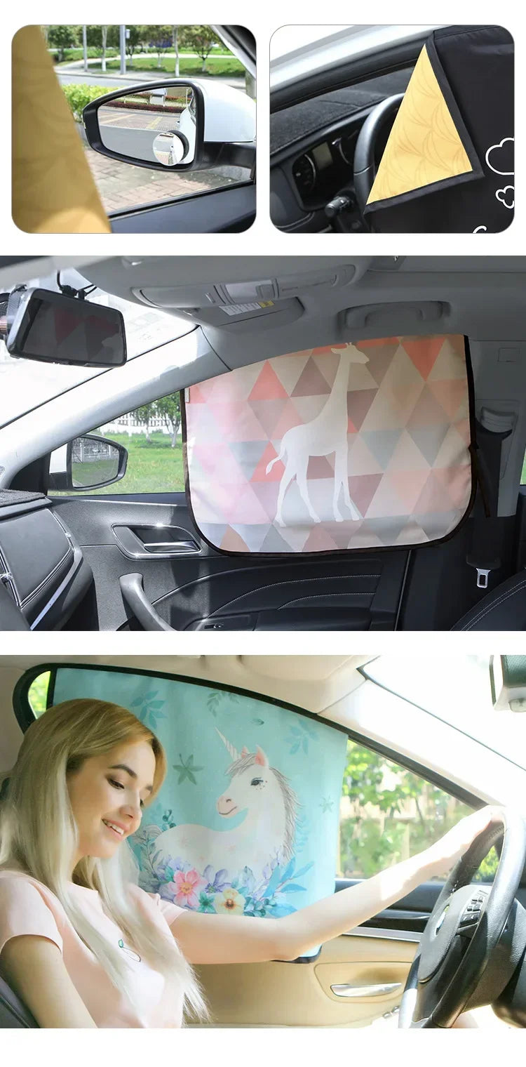 Cartoon Universal Side Window Sunshade UV Protection For Baby Children Car Magnetic Curtain In The Car Window Sunshade Cover
