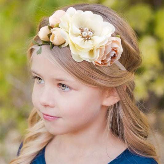 Baby Princess Flower Headband Girl's Floral Head Band Girl Flower Fontanelle Hair Dressing Headbands with big flower for party
