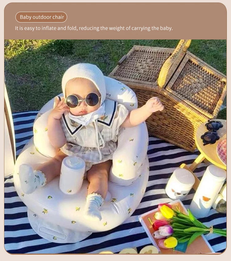 Infant Shining Baby Inflatable Sofa Children Puff Portable Bath Chairs PVC Multifunctional Seat Practice Sitting Bath Stool